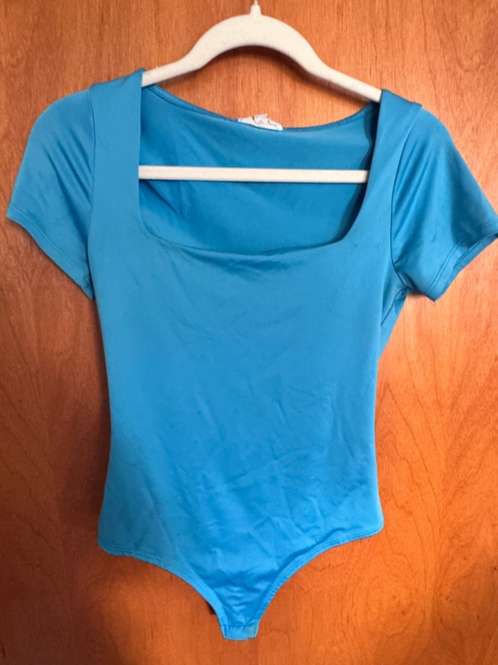 Women's Square-Neck Short Sleeve Bodysuit - Blue